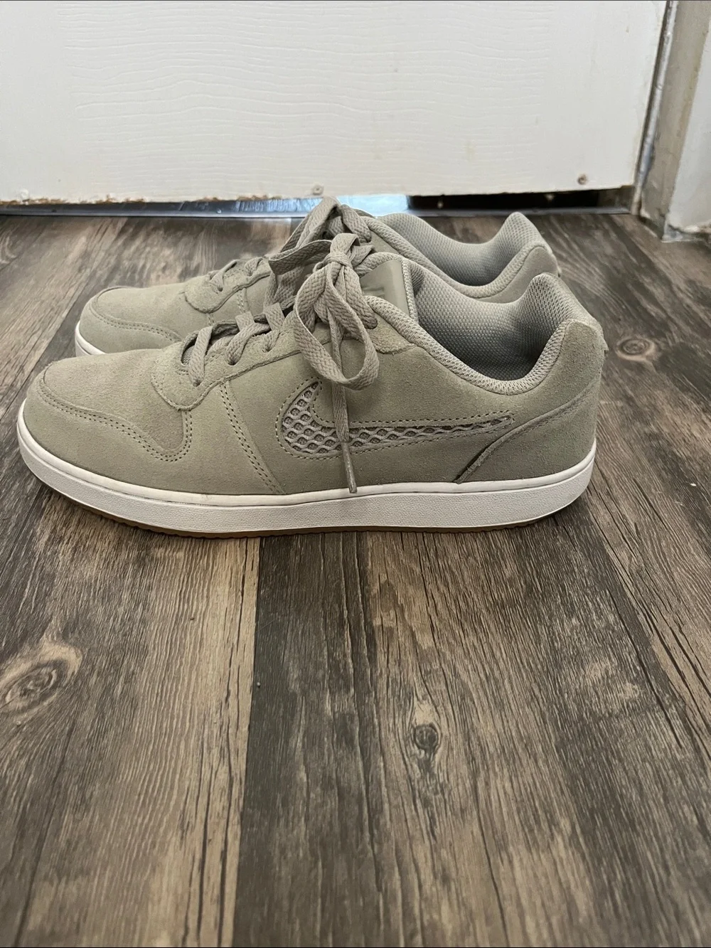 Nike Women’s Light Sage Suede Low-Top Sneakers - Gray/White